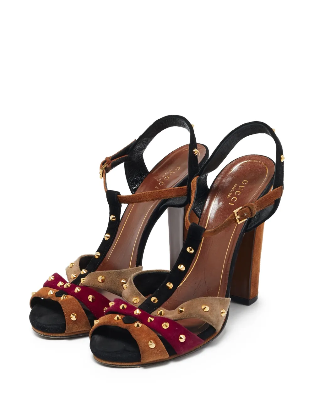 Gucci Pre-Owned 130 mm leren sandalen met hak - Bruin