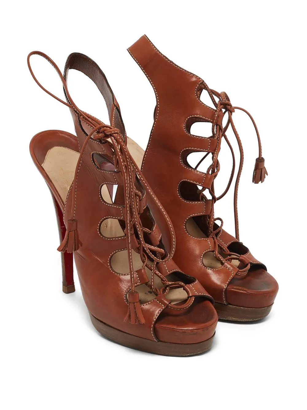 Christian Louboutin Pre-Owned 145 mm leren sandalen - Bruin