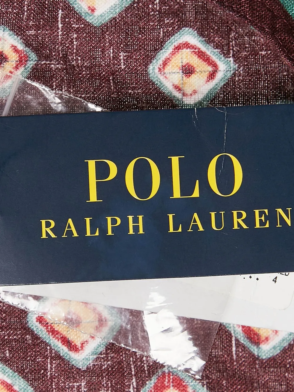 Pre-owned Polo Ralph Lauren Vintage Geometric-print Linen Blouse In Red