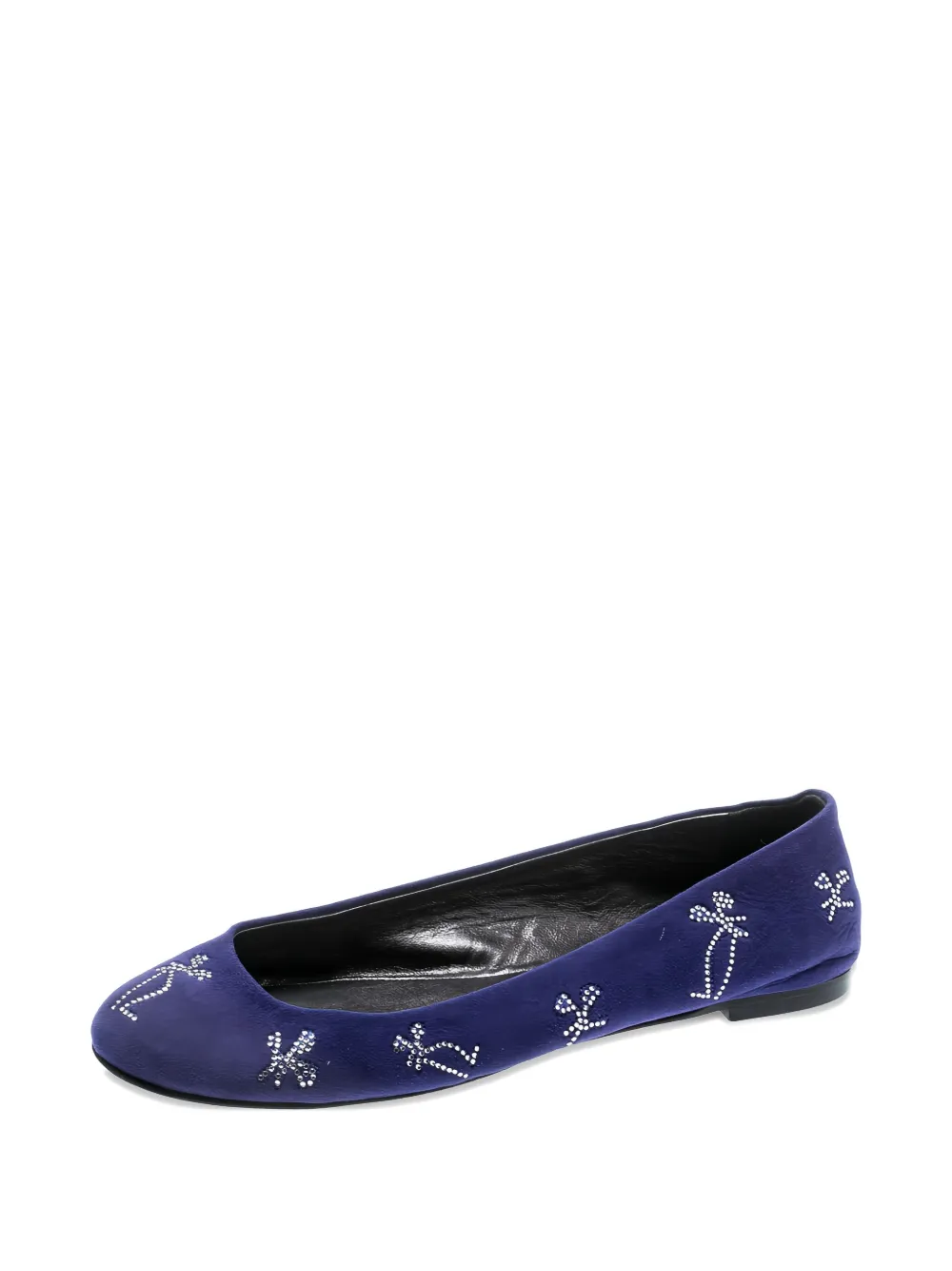 Pre-owned Giuseppe Zanotti Vintage Crystal-embellished Ballet Flats In Blue
