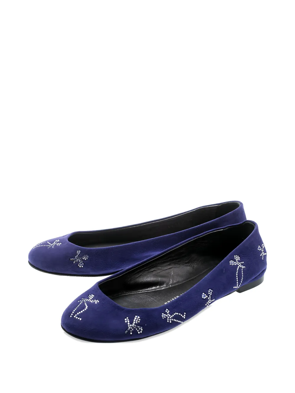 Pre-owned Giuseppe Zanotti Vintage Crystal-embellished Ballet Flats In Blue
