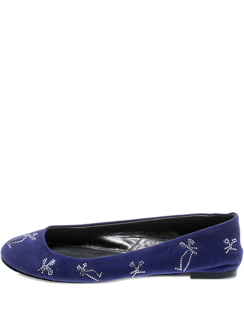 Pre-owned Giuseppe Zanotti Vintage Crystal-embellished Ballet Flats In Blue