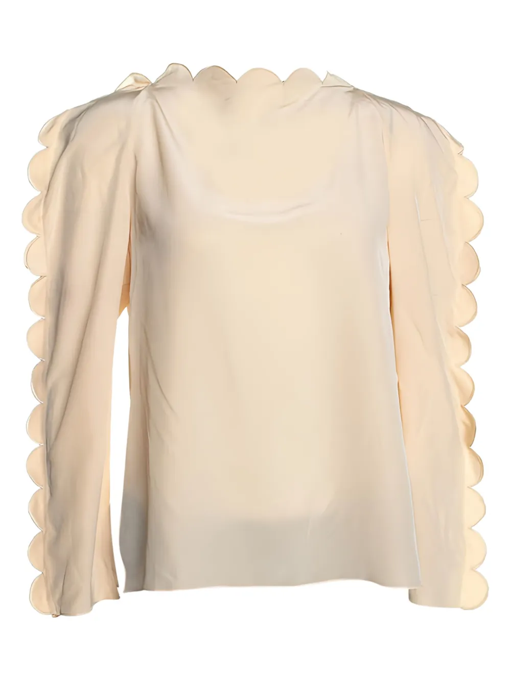 scalloped-detail long-sleeves blouse