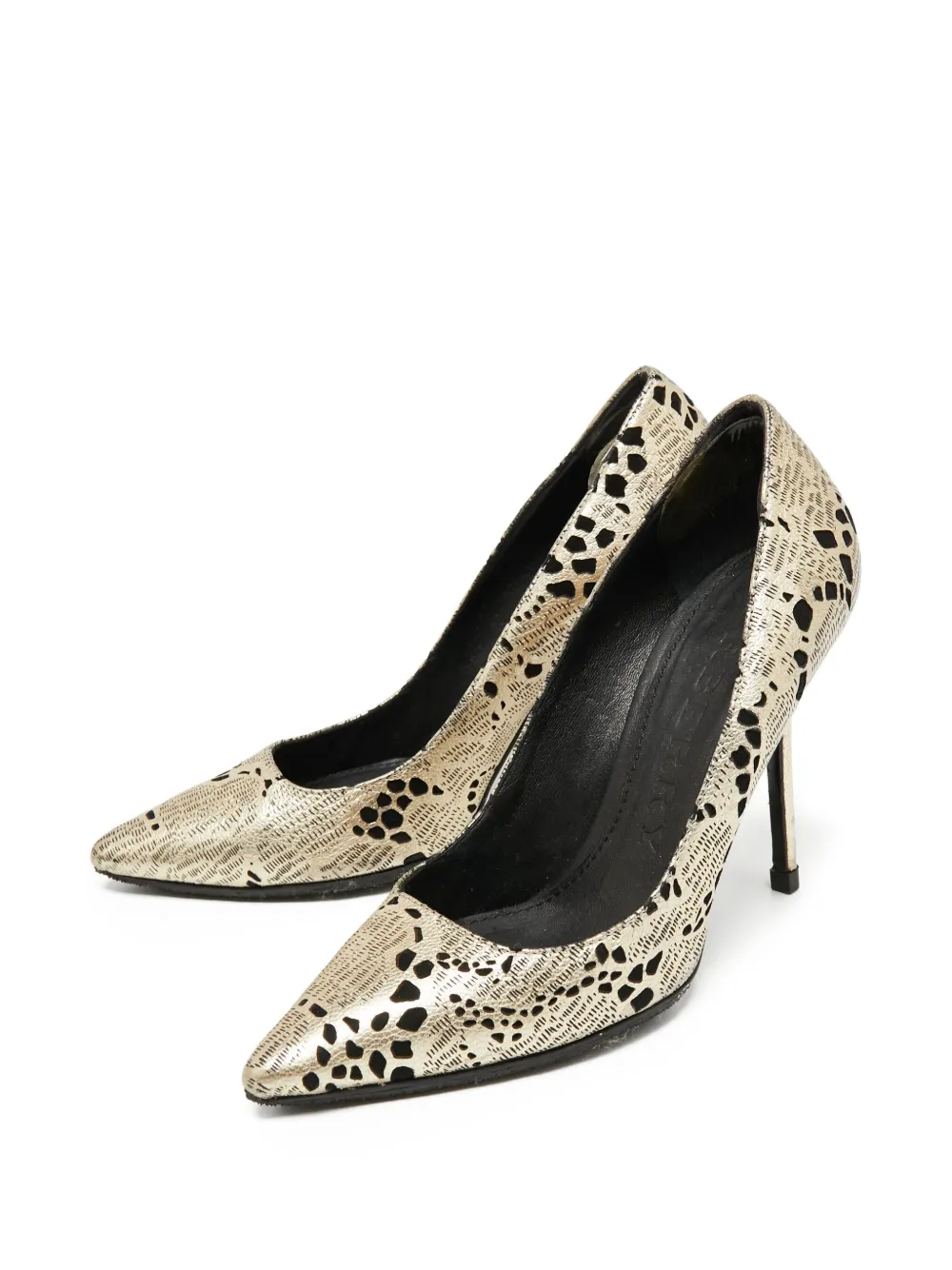 Burberry Pre-Owned 105 mm metallic stiletto pumps met print - Goud