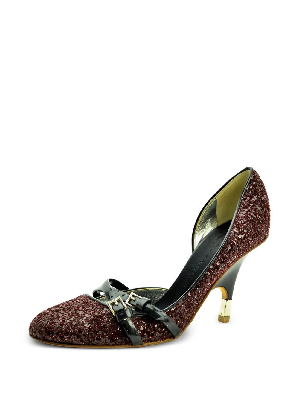 Giuseppe Zanotti Vintage 90 mm pumps met glitters en gesp - Bruin