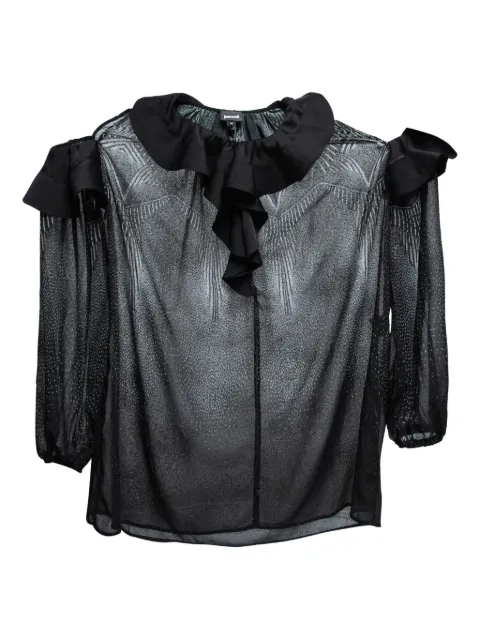 Just Cavalli Vintage blusa traslúcida con volantes en el cuello