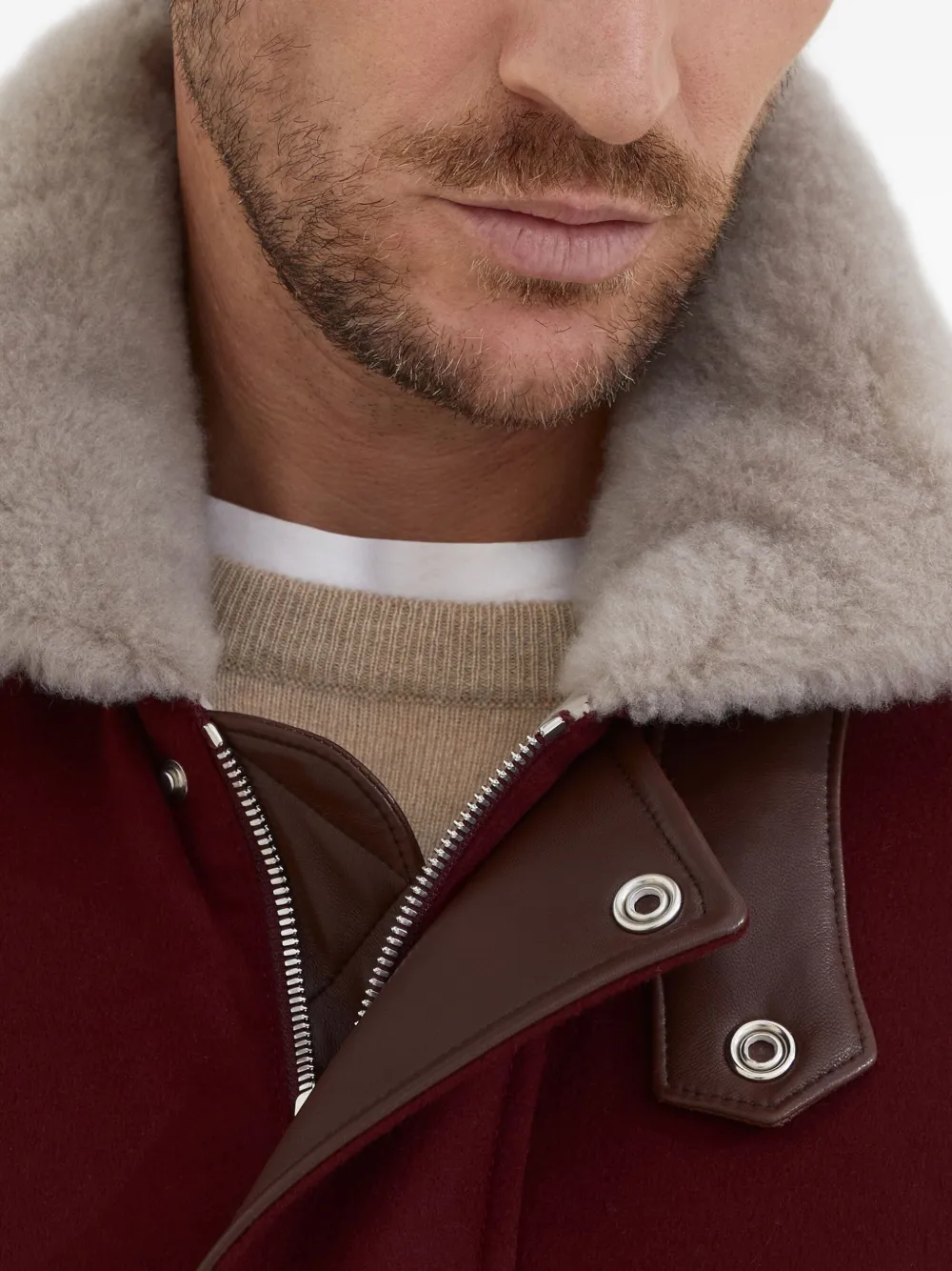 Brunello Cucinelli Bomberjack met sherpa kraag Rood