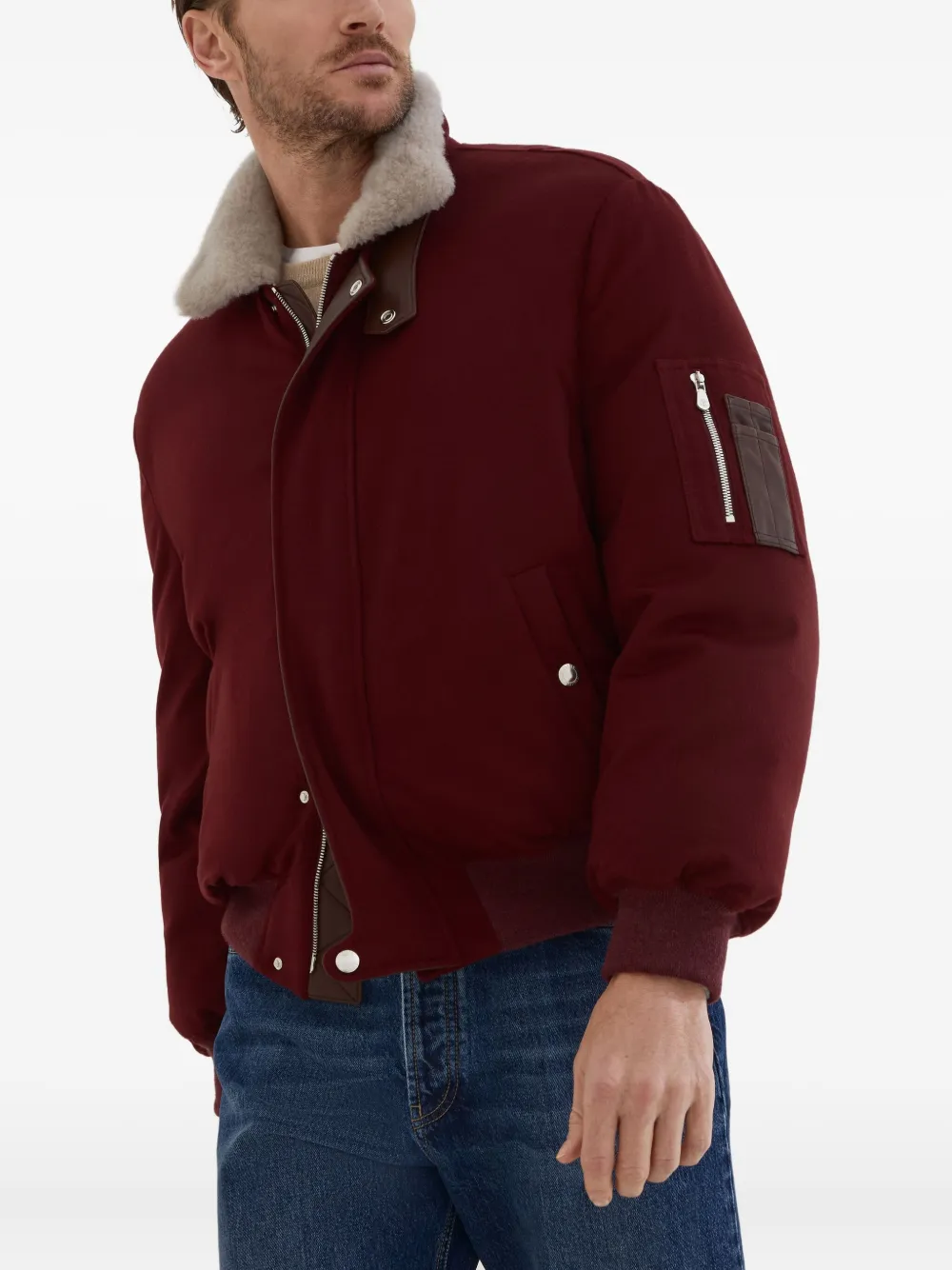 Brunello Cucinelli Bomberjack met sherpa kraag Rood