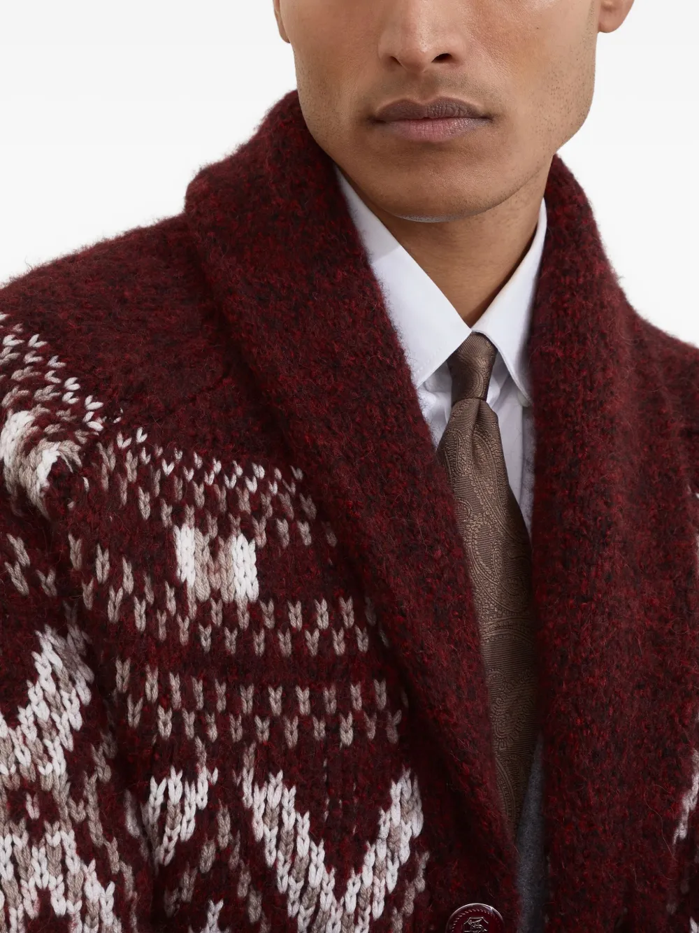 Brunello Cucinelli Vest met sjaalkraag en patroon Rood