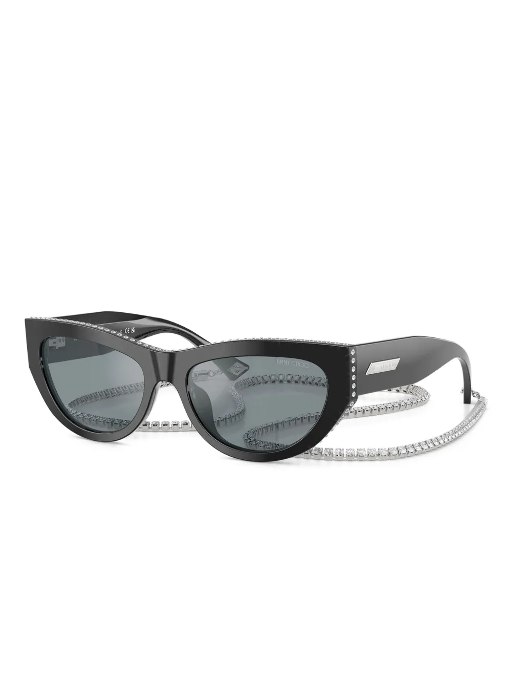 Jimmy Choo Eyewear Zonnebril met cat-eye montuur en kristallen Zwart
