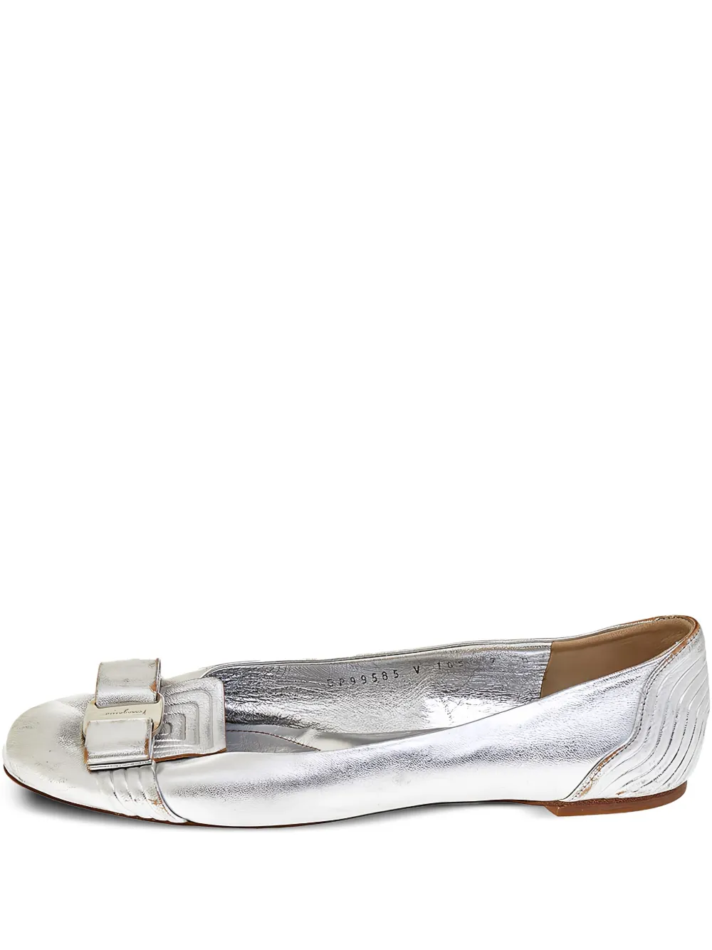 Ferragamo Pre-Owned Vara Bow metallic leather ballet flats | Silver | Image 1