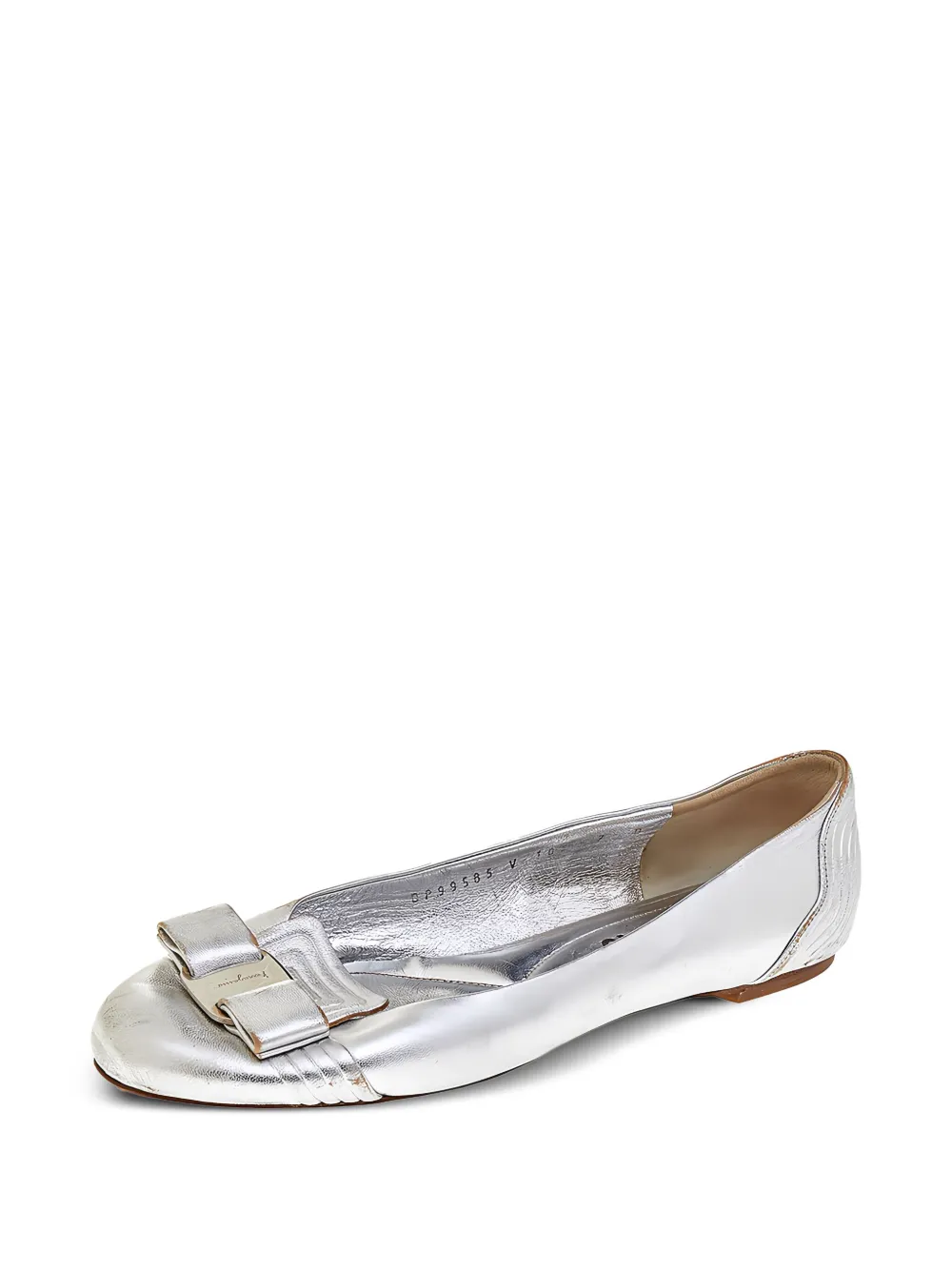 Ferragamo Pre-Owned Vara Bow metallic leather ballet flats | Image 2