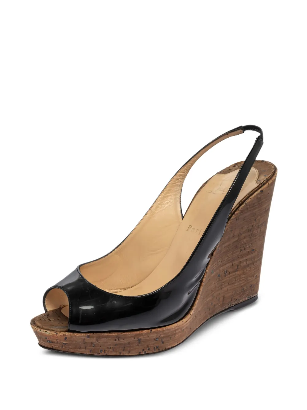 Christian Louboutin Pre-Owned 120 mm Une Plume sandalen met sleehak - Zwart