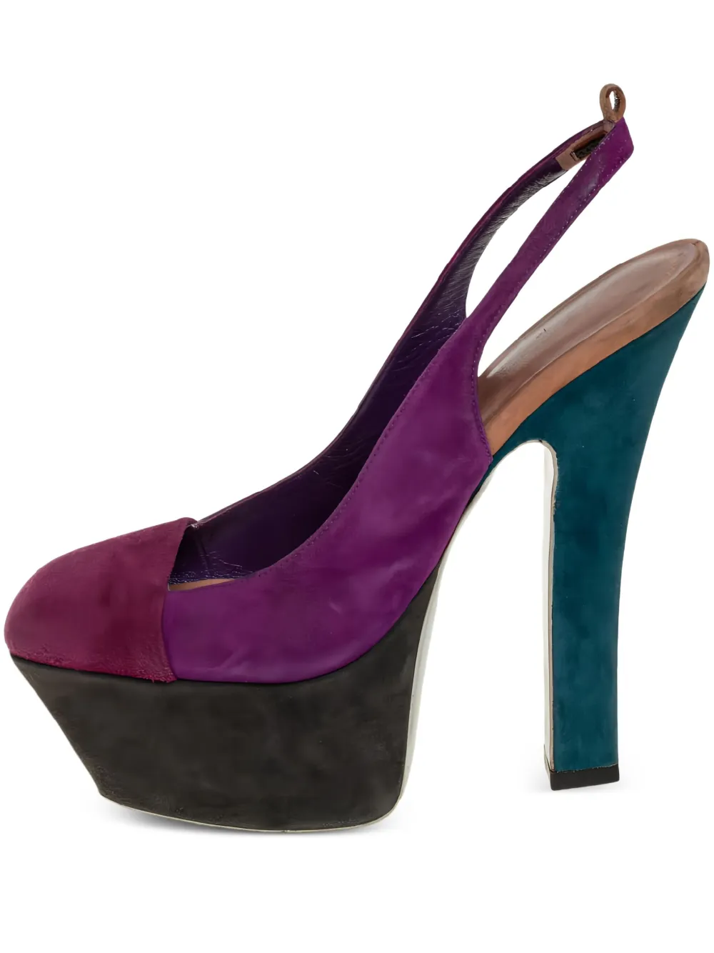 140mm colour-block slingback pumps
