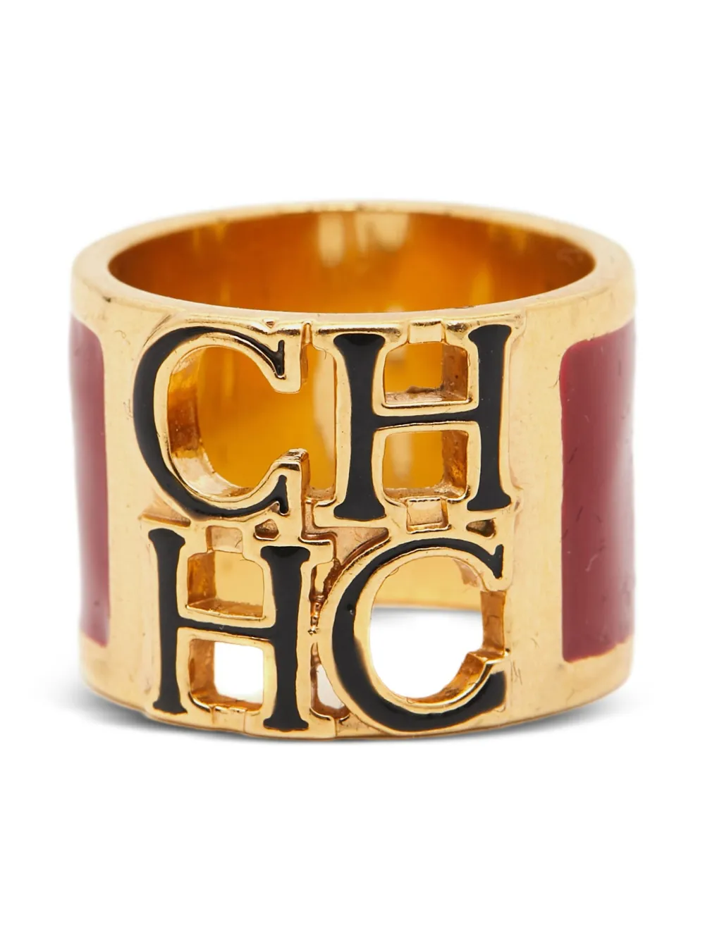 Carolina Herrera Vintage Anello con logo Pre-owned - Oro