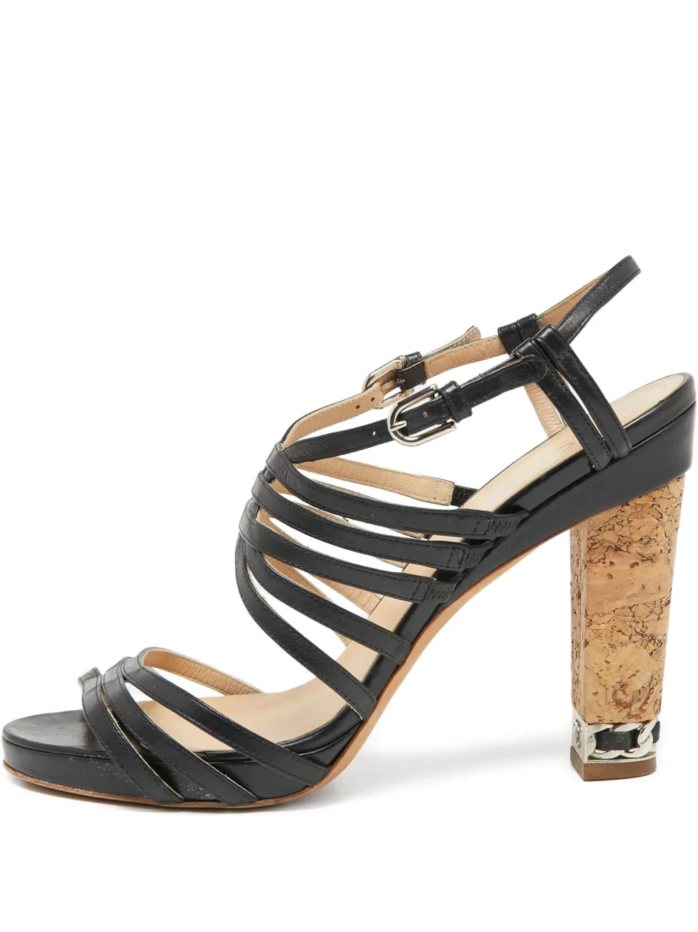 CHANEL Pre-Owned leather heeled sandals | Black | Image 1