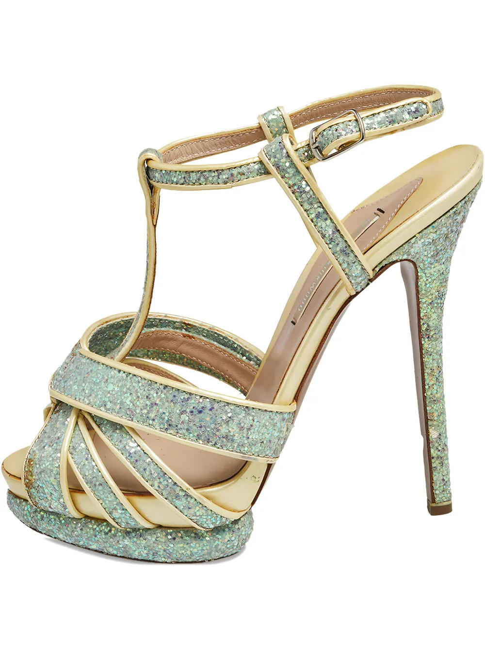 Pre-owned 135mm glitter platform sandals