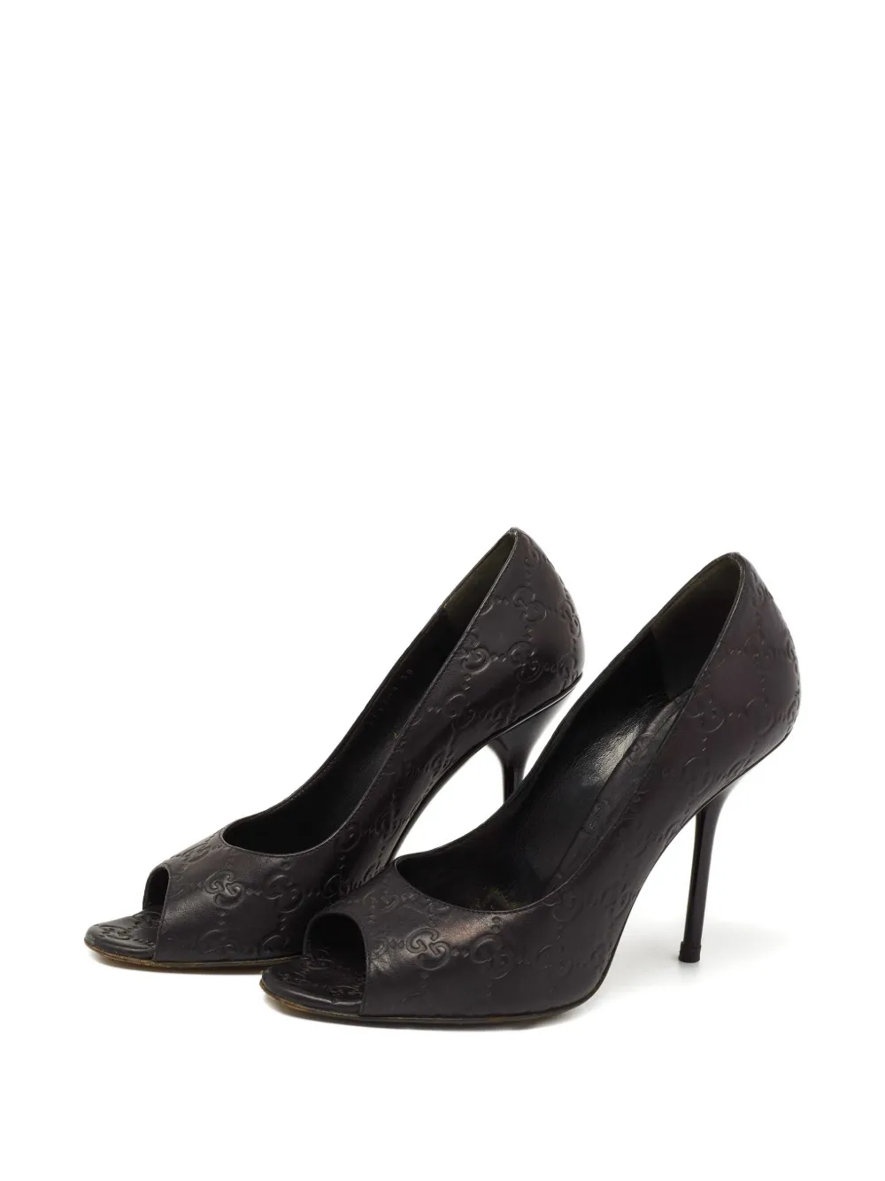 Gucci Pre-Owned 105 mm Guccissima leren pumps - Zwart