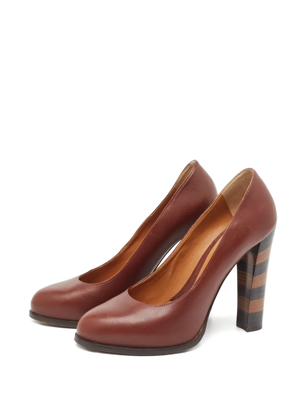 Fendi Pre-Owned 130 mm leren pumps met gestreepte hak - Rood