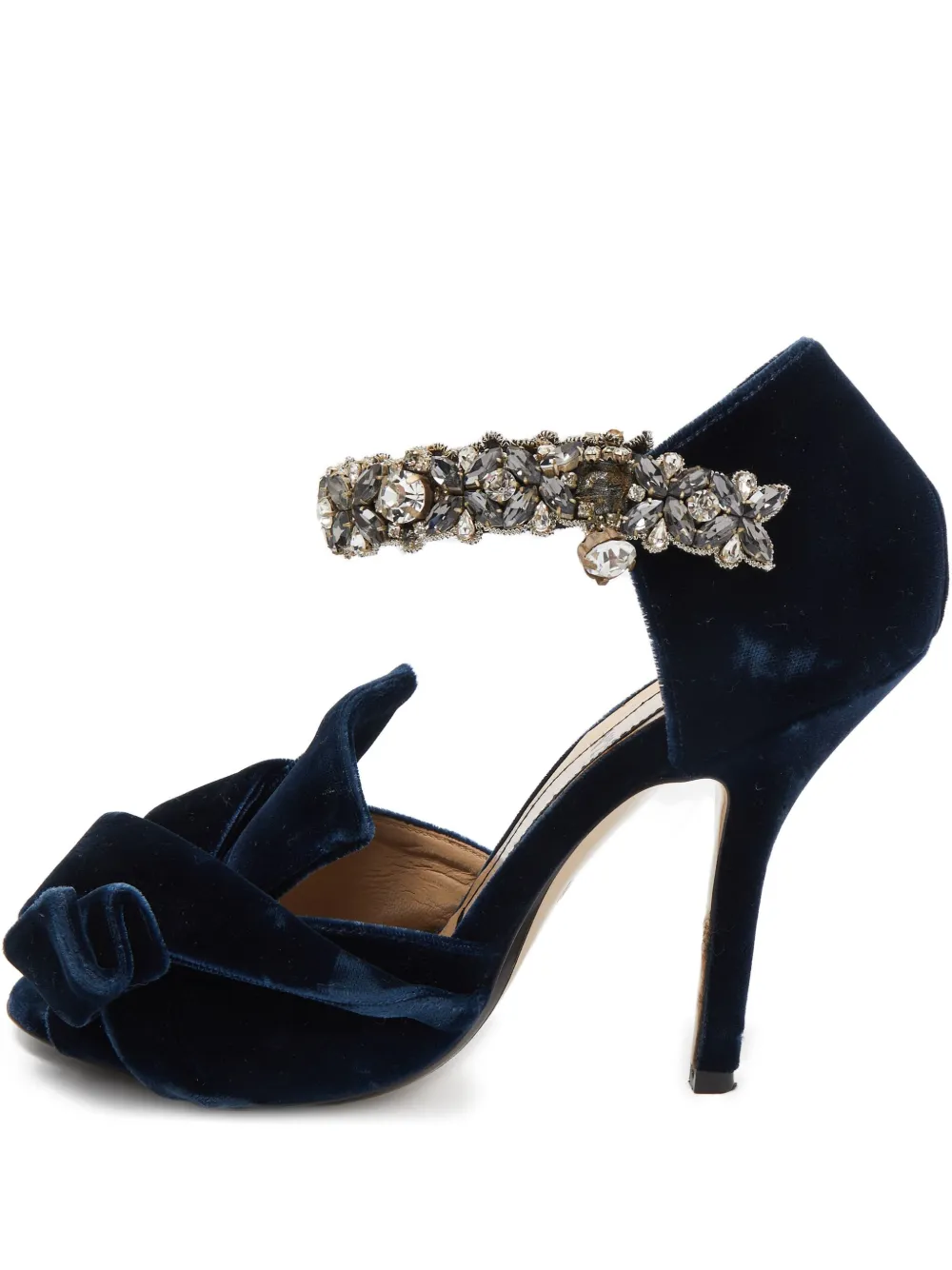 Nº21 pre-owned 105mm crystal-embellished velvet sandals