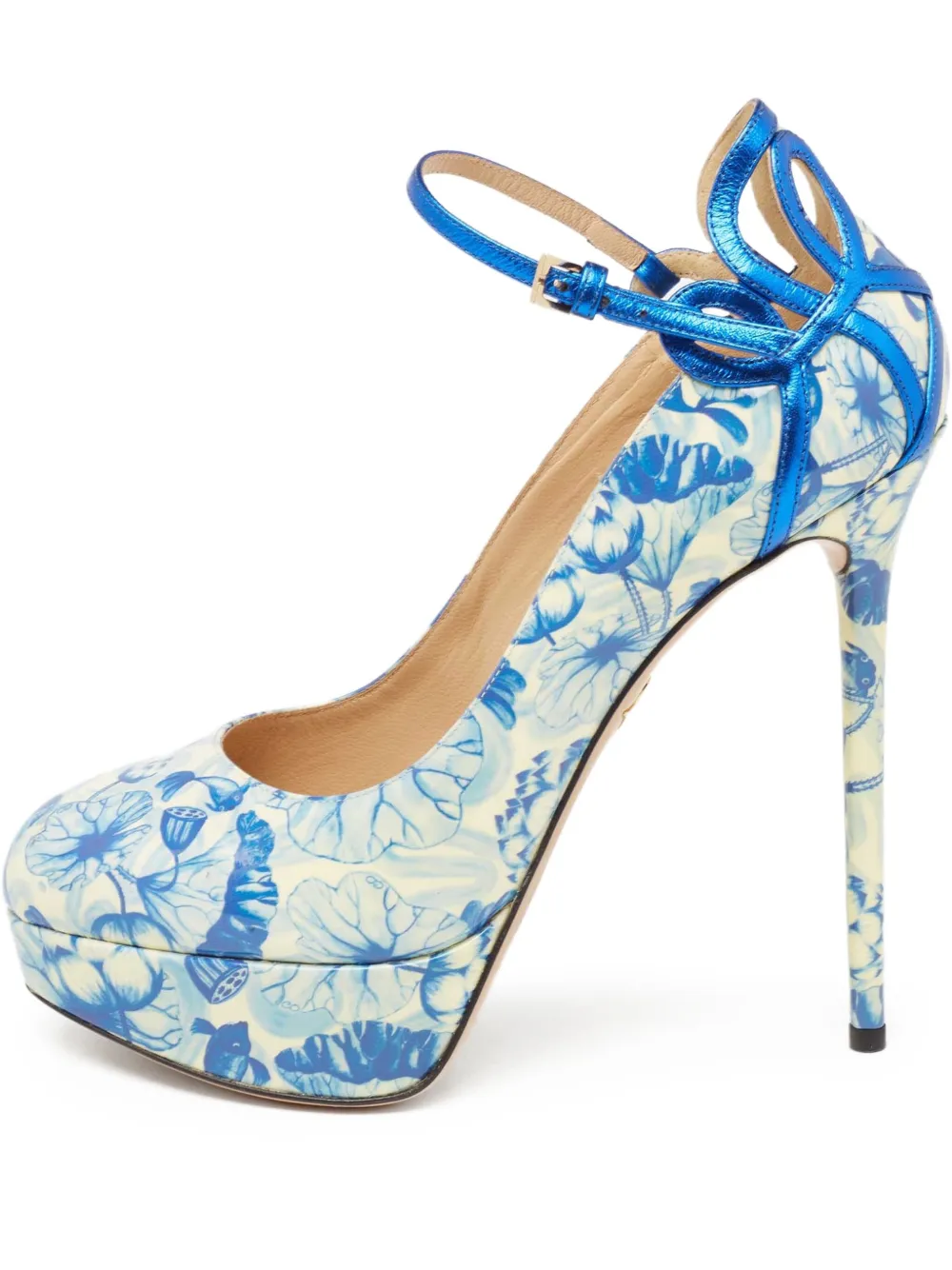 Pre-owned Charlotte Olympia  150mm Floral-print Platform Pumps