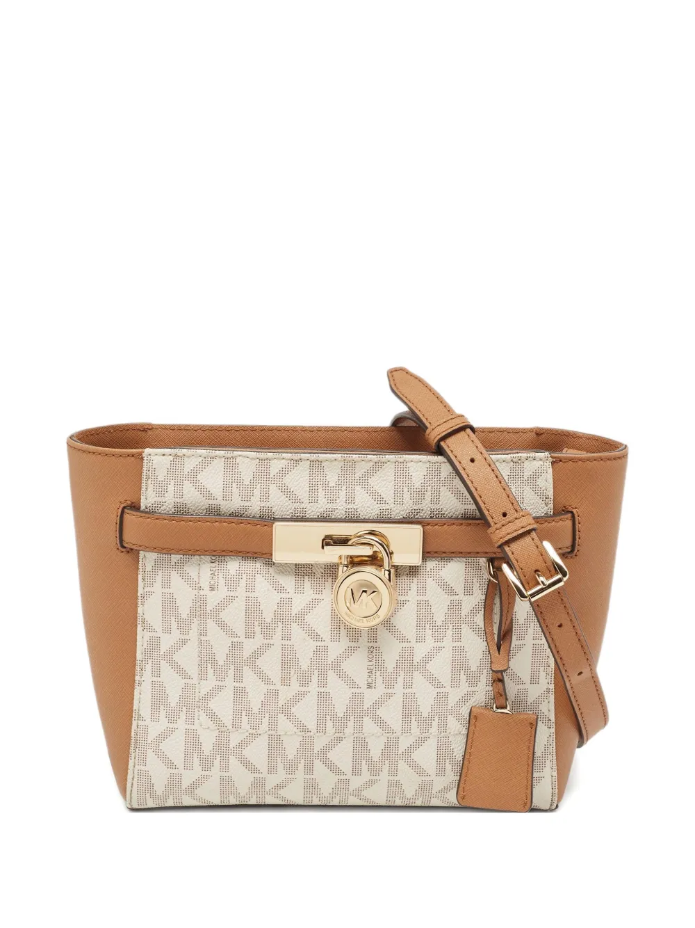 Michael Kors Vintage プレオウンド パドロック モノグラム バッグ - ニュートラル Michael Kors Vintage プレオウンド パドロック モノグラム バッグ - ニュートラル