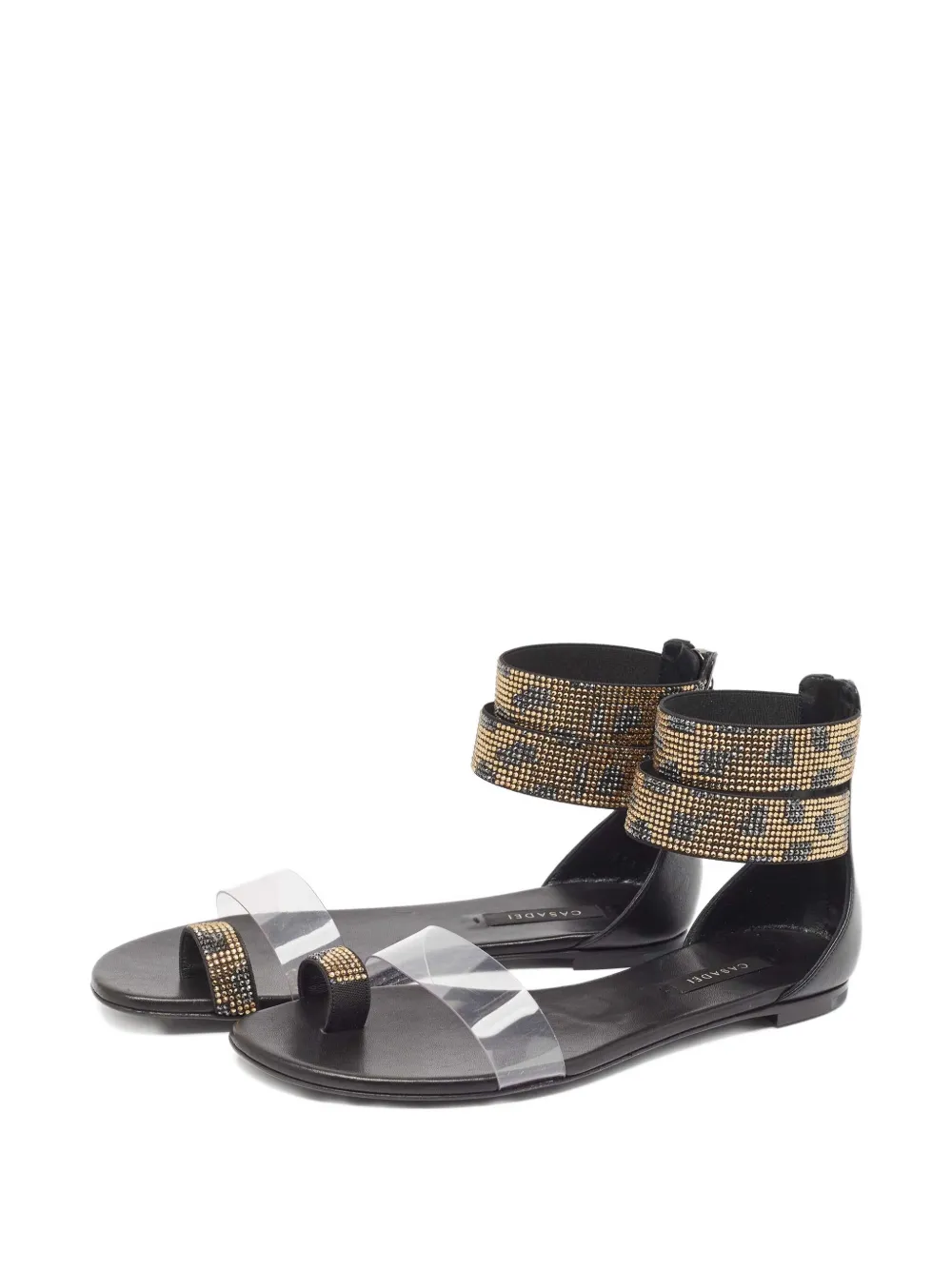 Casadei Vintage 2024 leren sandalen verfraaid met kristallen - Zwart