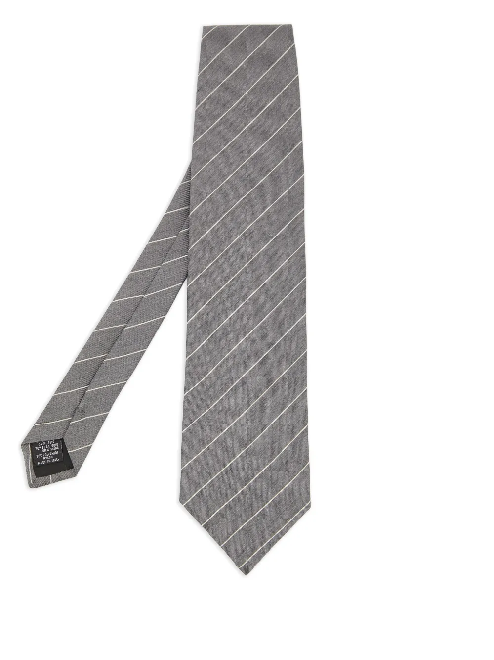 Emporio Armani Pre-Owned striped silk tie - Grigio