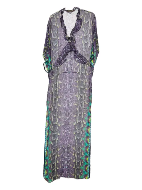 Roberto Cavalli Vintage 蛇纹荷叶边连衣裙（2023年典藏款）