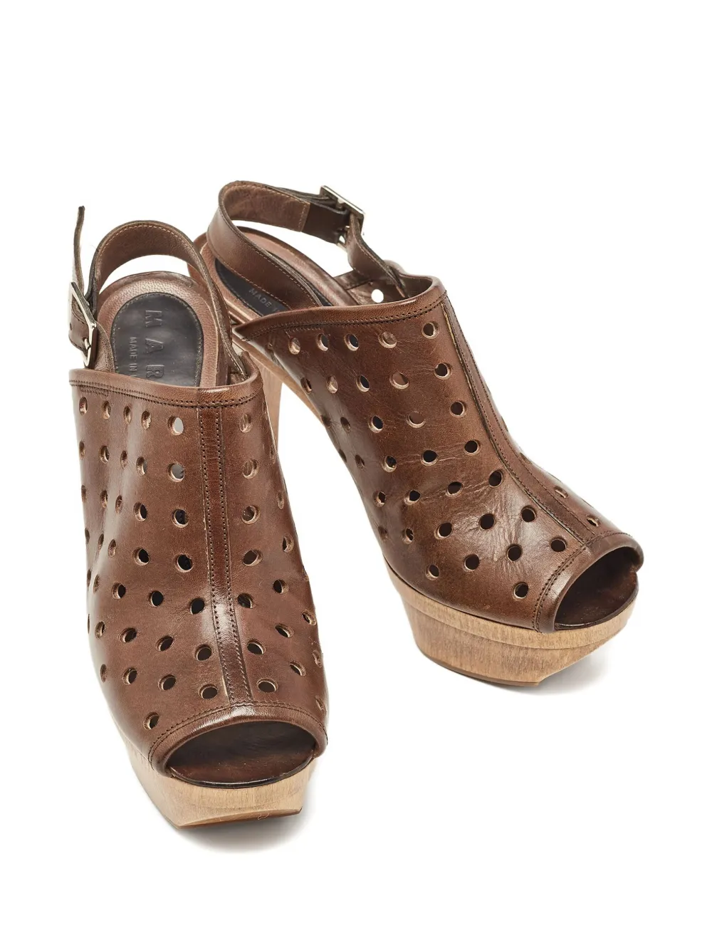 Marni Pre-Owned 135mm perforated wood-platform sandals | Image 2