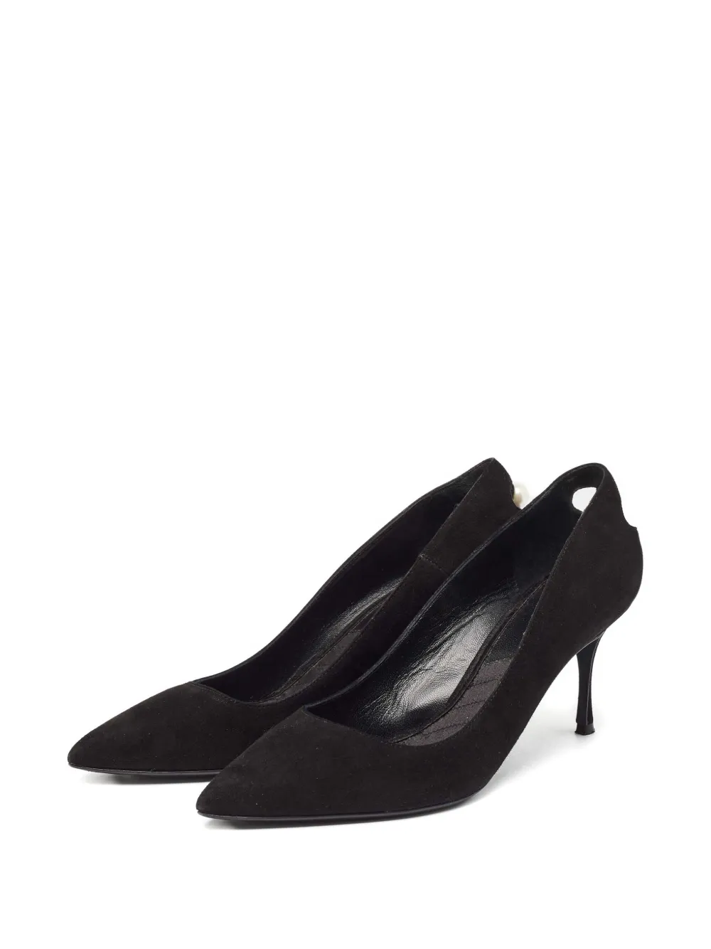 Nicholas Kirkwood 75 mm suède pumps met imitatieparels - Zwart