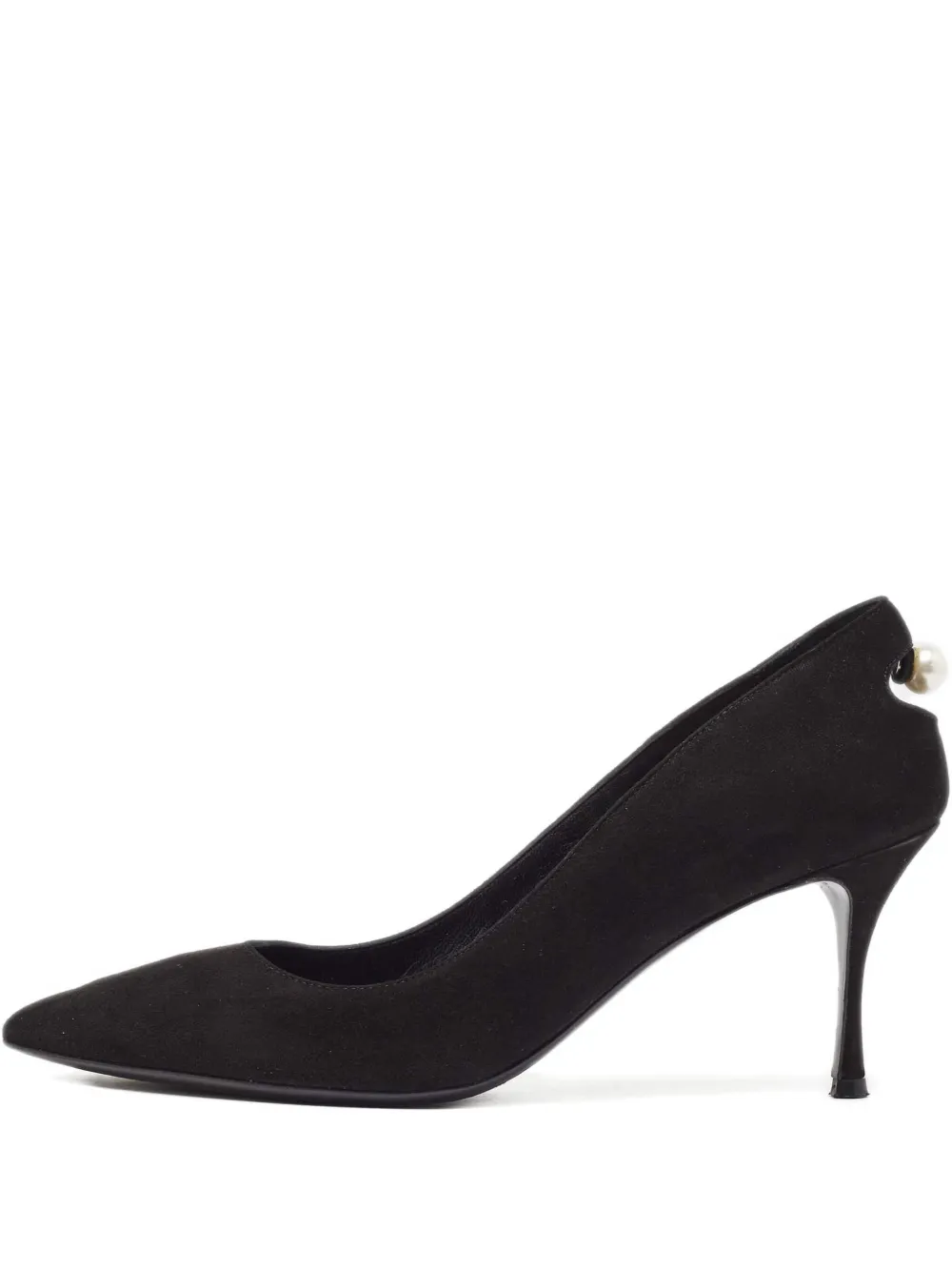 75mm faux pearl-detailed suede pumps