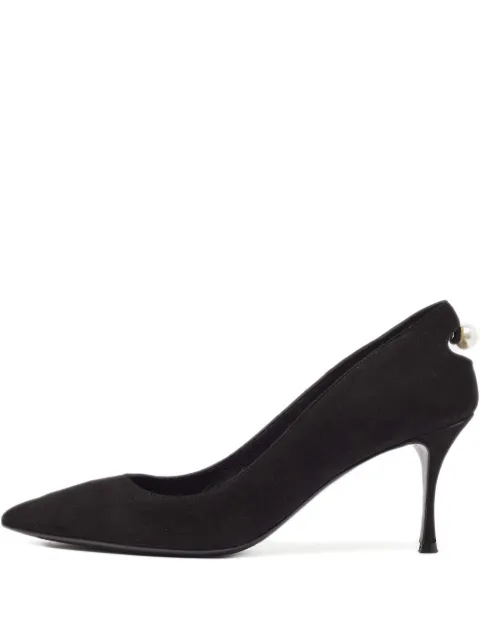 Nicholas Kirkwood 75mm faux pearl-detailed suede pumps