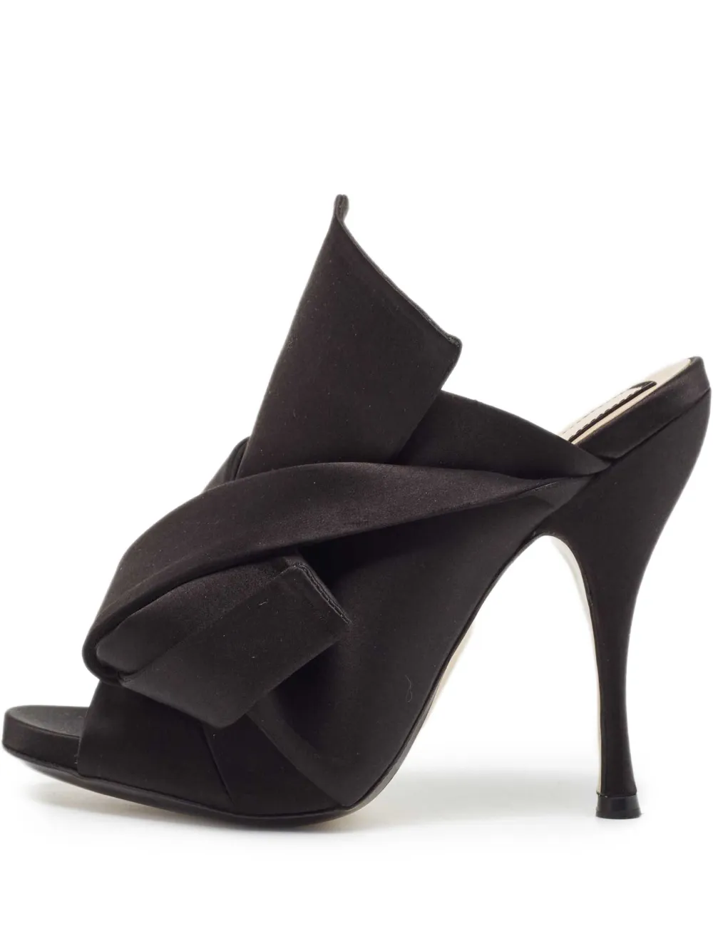Nº21 pre-owned 120mm knotted satin sandals | Black | Image 1