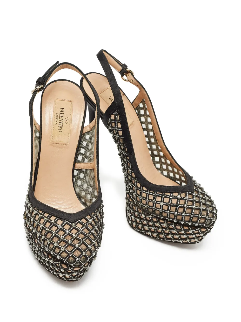 Valentino Garavani Pre-Owned 140 mm slingsback pumps met stras - Zwart