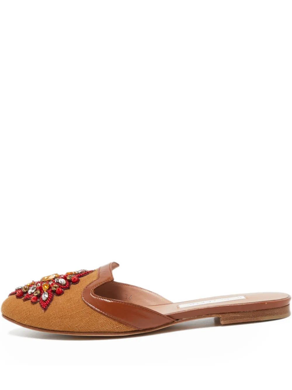 Oscar de la Renta Pre-Owned crystal-embellished mules | Brown | Image 1