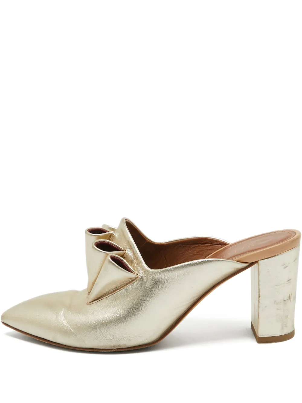 Malone Souliers pre-owned 75mm leather mules | Gold | Image 1