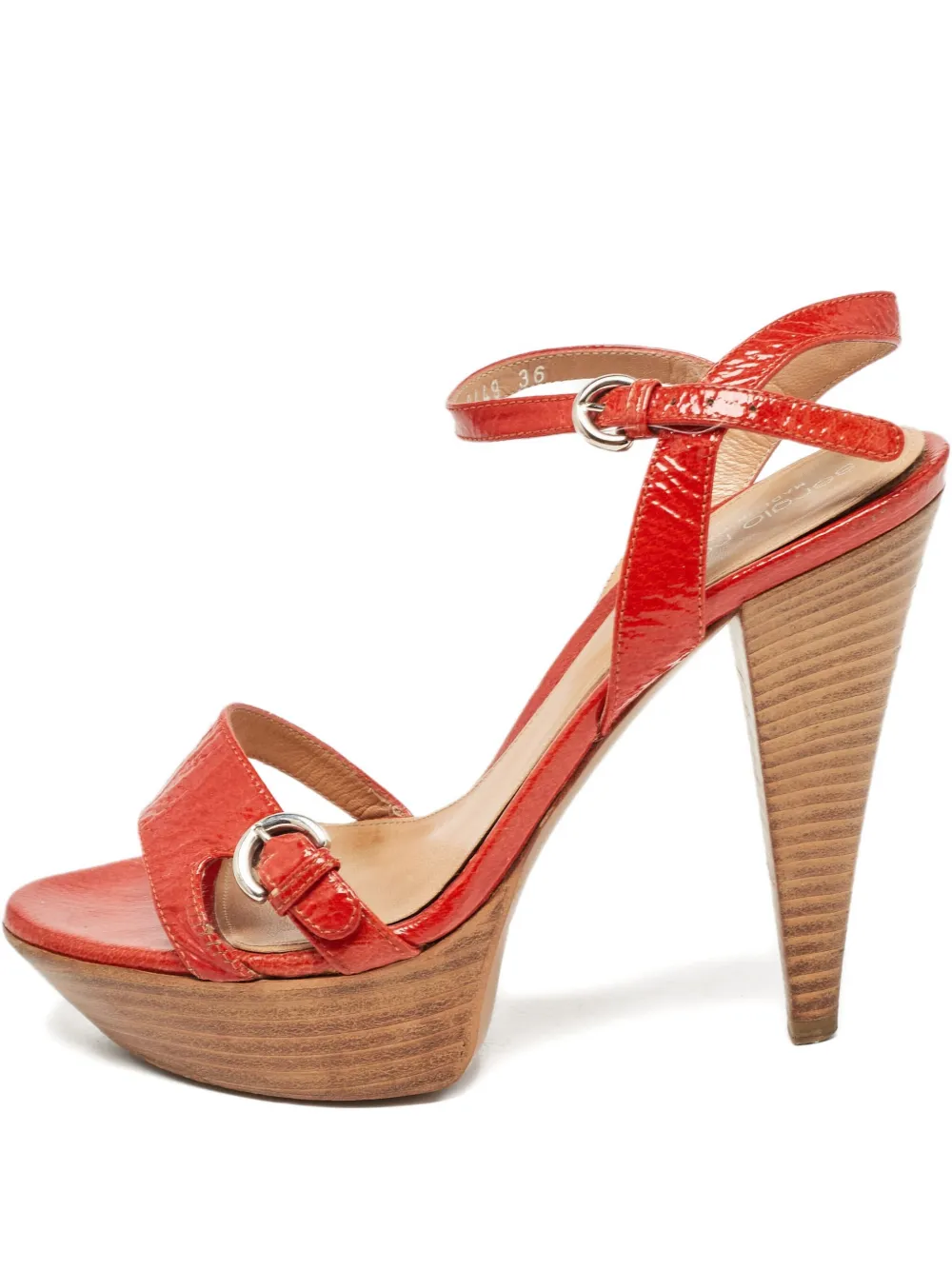 Sergio Rossi Vintage patent leather buckled sandals | Red | Image 1