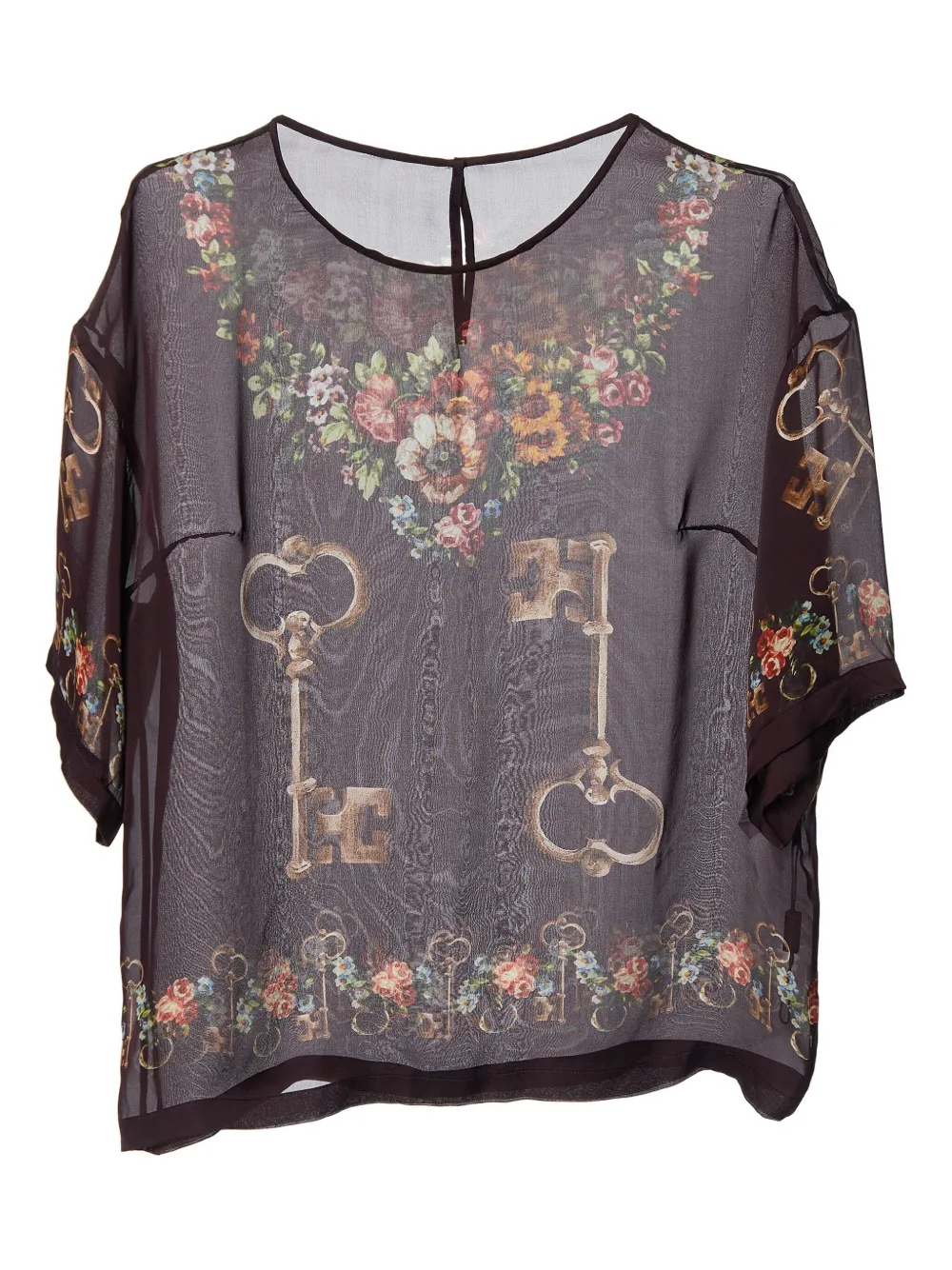 Dolce & Gabbana Pre-Owned floral key silk top | Black | Image 1