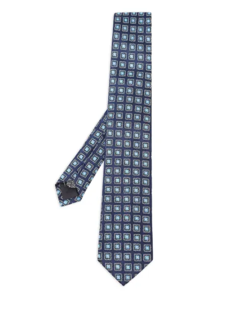 BOSS corbata de seda con motivo geométrico