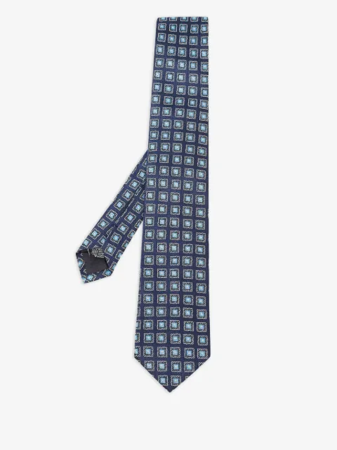 BOSS geometric-patterned silk tie