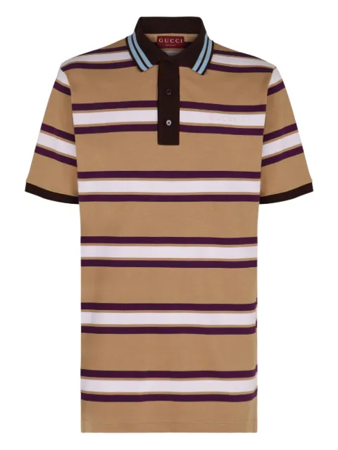 Gucci striped ribbed-collar polo shirt