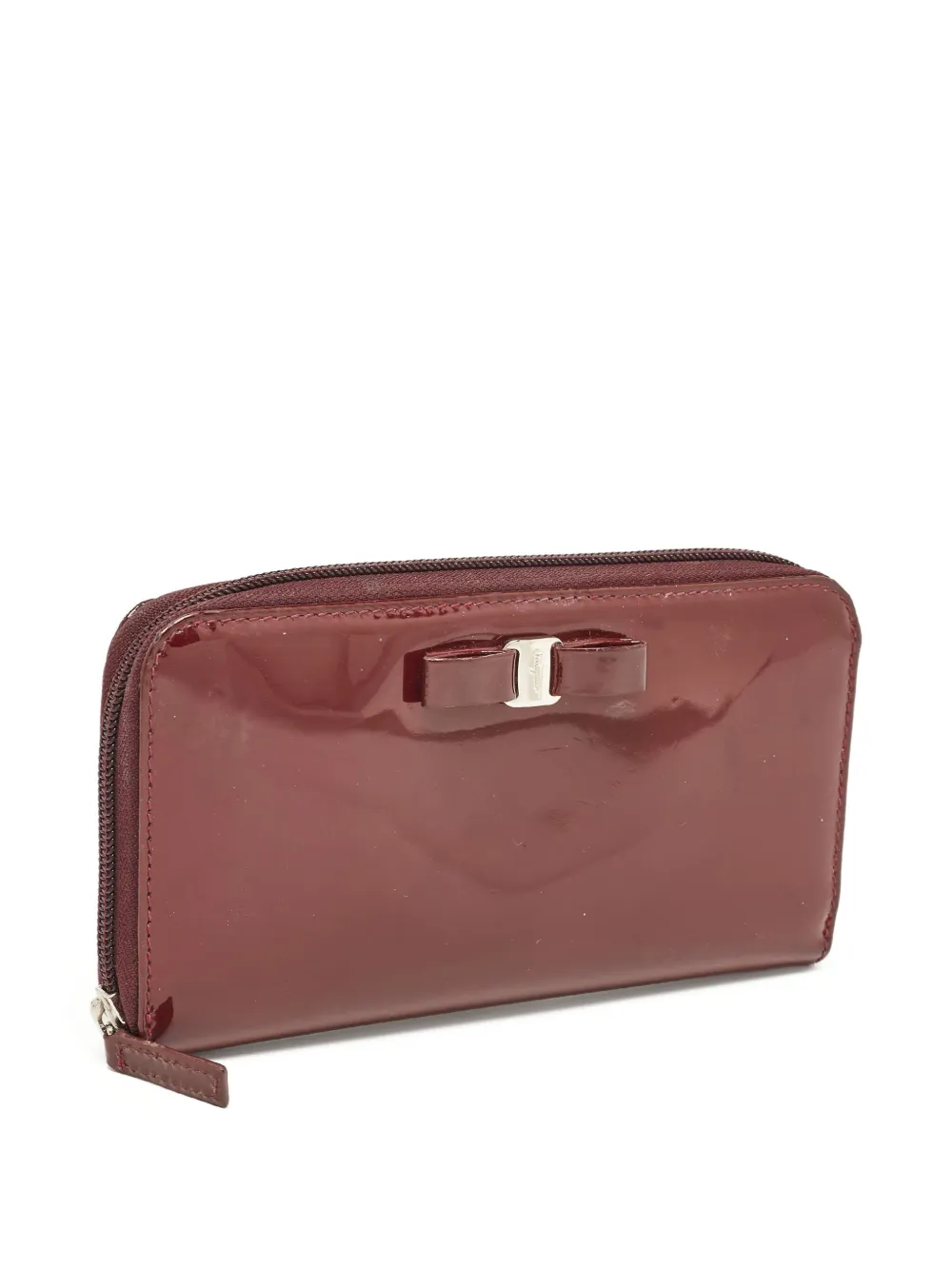 Pre-owned Ferragamo Vara Bow Patent Wallet