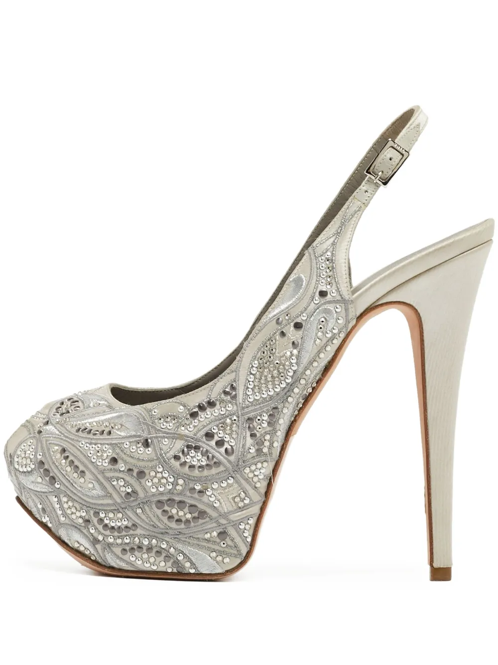 Gina 150mm peep-toe heeled pumps | Grey | Image 1