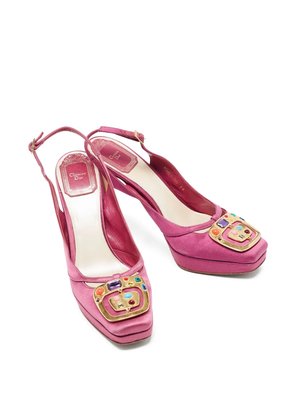 Christian Dior Pre-Owned 120 mm verfraaide satijnen pumps met plateauzool - Roze
