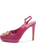 Christian Dior Pre-Owned 120mm embellished satin platform heels - Pink