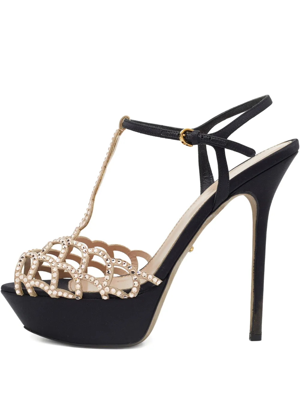 Sergio Rossi Vintage crystal-embellished platform sandals | Black | Image 1