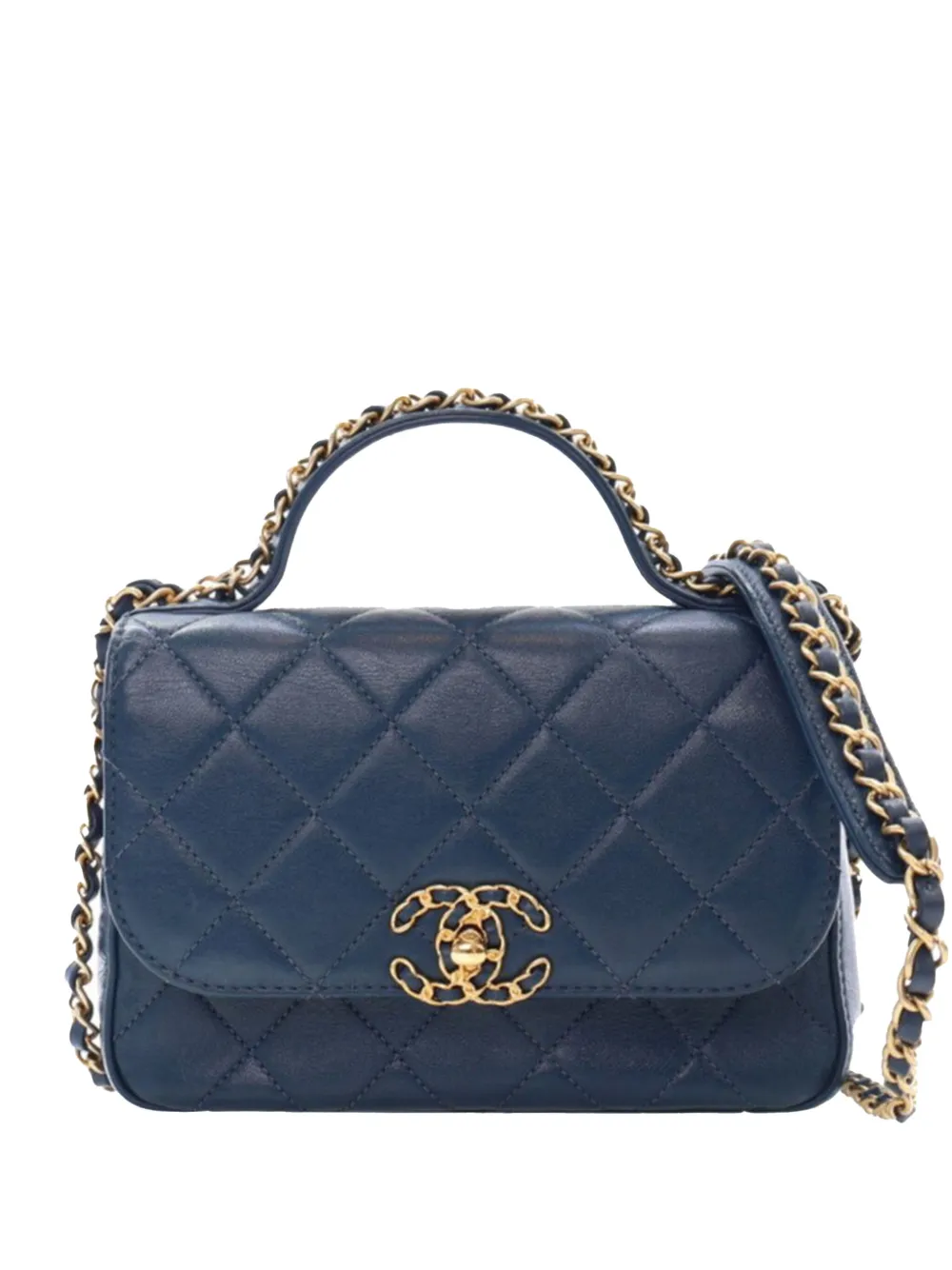 CHANEL Pre-Owned 2019 Small Quilted Calfskin Chain Infinity Top Handle CHANEL Pre-Owned 2019 Small Quilted Calfskin Chain Infinity Top Handle