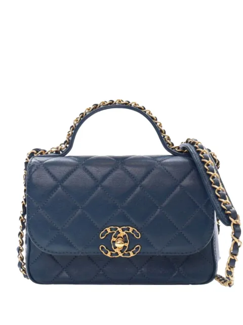 CHANEL Pre-Owned 2019 Small Quilted Calfskin Chain Infinity Top Handle Flap satchel