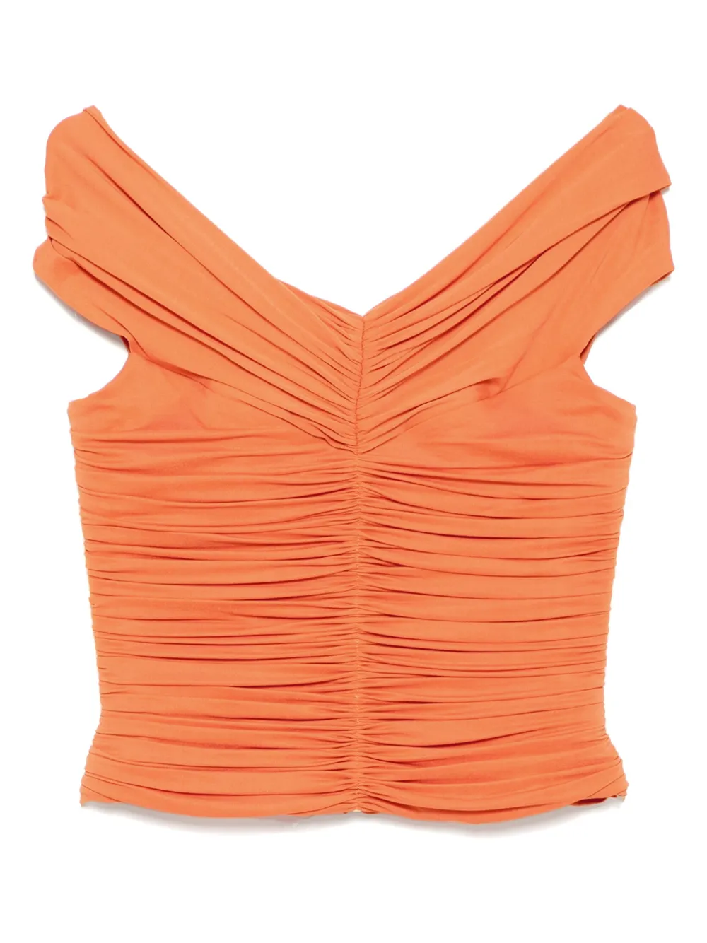 Herve L. Leroux ruched off shoulder multiway top | Orange | Image 1
